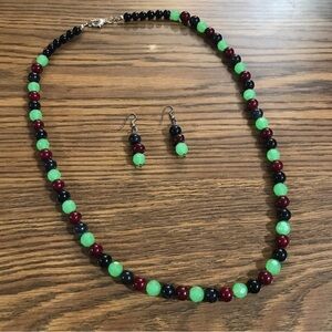 Glass Beaded Necklace and Earring Set